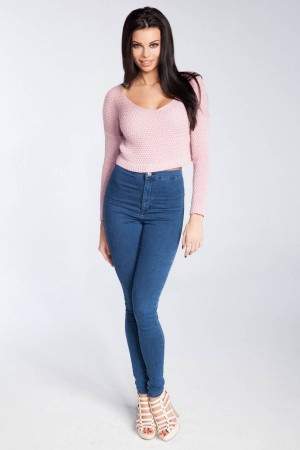 Bluza roz deschis scurta lungime pana in talie Fobya
